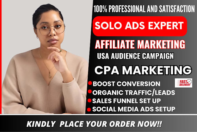 Bestseller - blast solo ads campaign, CPA marketing, affiliate link sign up, mlm sales funnel