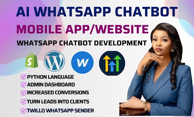 Gig Preview - Do whatsapp business API,create custom ai chatbot for websites,whatsapp,platform