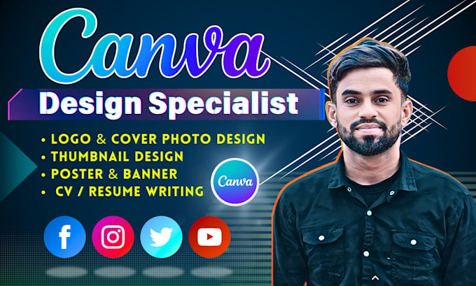 Gig Preview - Design logo, banners, thumbnails and CV in canva