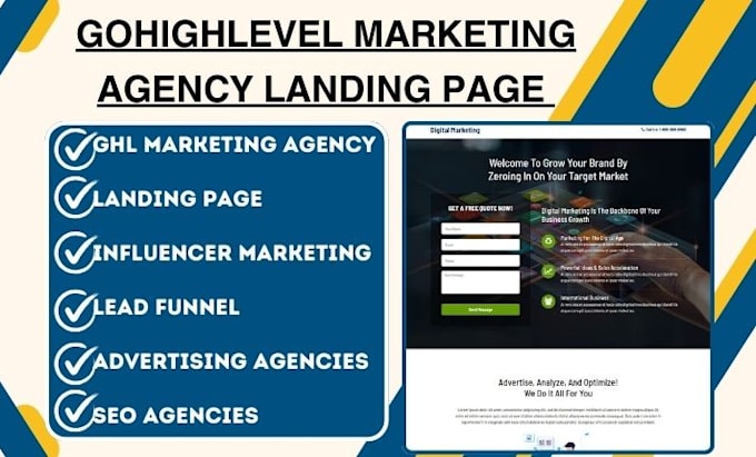 Bestseller - build gohighlevel marketing agency landing page influencer marketing lead funnel