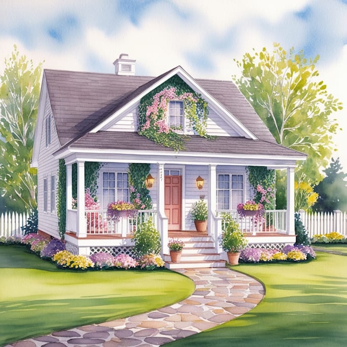 Gig Preview - Paint your house in watercolor painting style