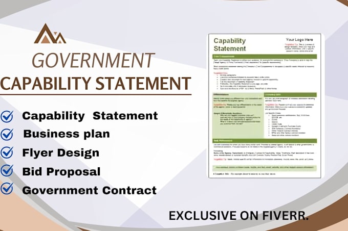 Gig Preview - Design an effective government capability statement and capability statement