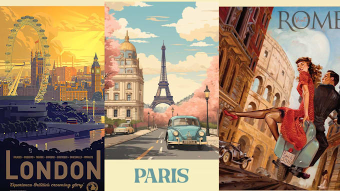 Gig Preview - Design quality retro travel poster, vintage travel poster