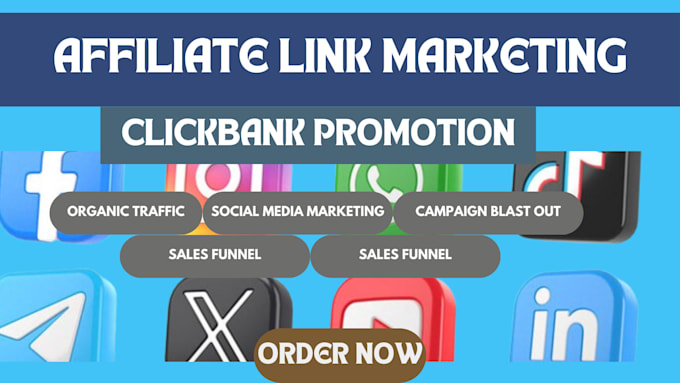 Gig Preview - Do affiliate link marketing, clickank promotion, amazon link, shopify