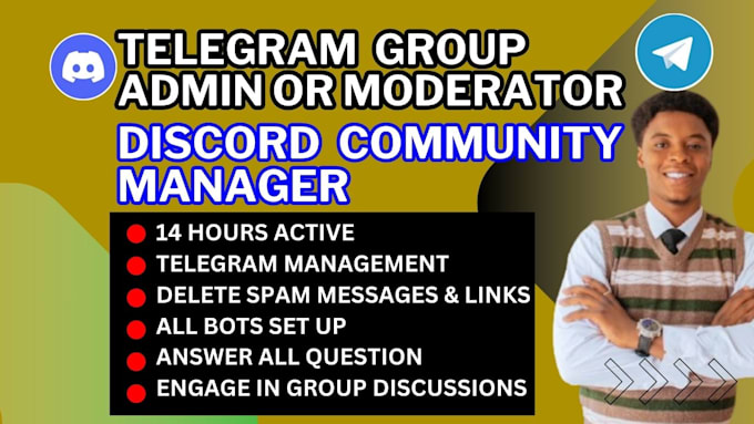 Gig Preview - Be your professional telegram community admin or moderator