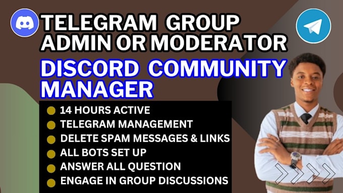 Gig Preview - Crypto and nft telegram community moderator, manager, admin