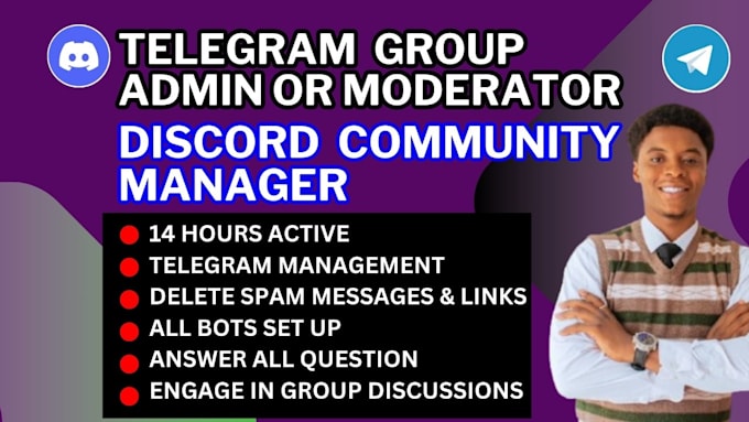 Gig Preview - Moderate your discord and telegram communities