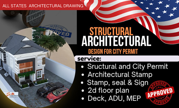 Gig Preview - Sign, stamp, seal and review architectural drawing for USA city permit