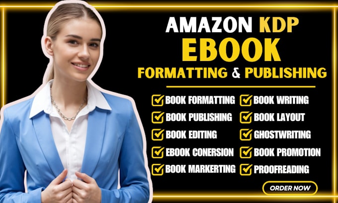 Gig Preview - Kdp book publishing, book formatting on amazon KDP book layout, ebook publishing