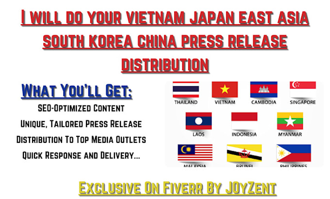 Gig Preview - Do your vietnam japan east asia south korea china press release distribution