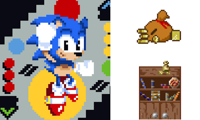 Gig Preview - Draw pixel game art, pixel art pixel character, pixel background 2d sprite sheet