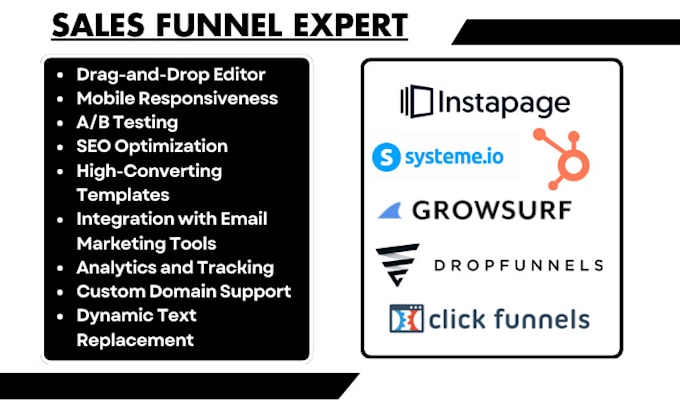 Gig Preview - Build landing page using instapage systeme io growsurf clickfunnel drop funnel