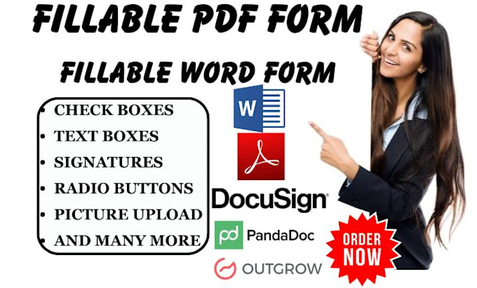 Gig Preview - Create fillable pdf forms jotform typeform google form zap integration cognito