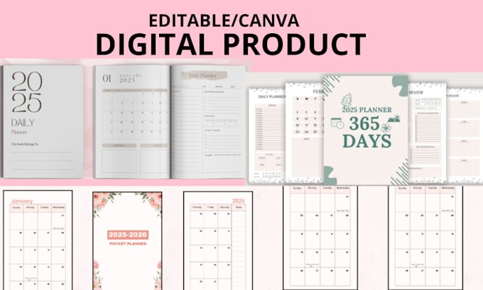 Bestseller - design editable canva digital product with etsy digital planner etsy listing seo