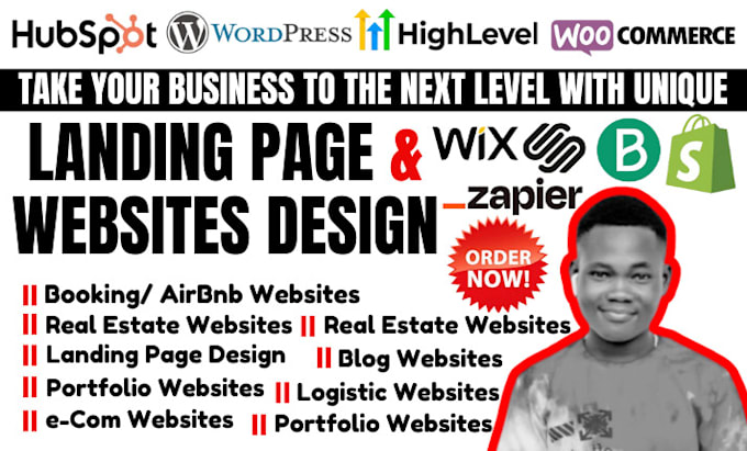 Gig Preview - Design business landing page, design business websites wix, wordpress, elementor