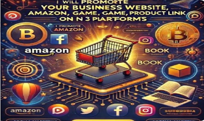 Gig Preview - Promote your business website amazon crypto game book product link on 3 platform