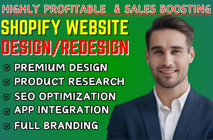 Gig Preview - Shopify store design website redesign shopify dropshipping website