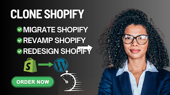 Gig Preview - Clone revamp migrate redesign shopify to wordpress website