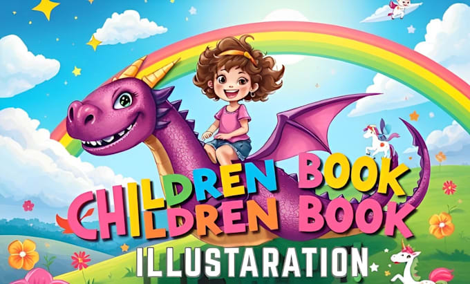 Gig Preview - Children story book illustration cartoon character book design kids picture book