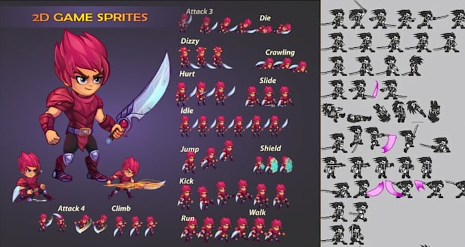 Gig Preview - Do 2d sprite sheet animation on godot unity or phaser, indie game pixel art game