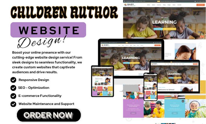 Gig Preview - Design children book website, children book author website, author website