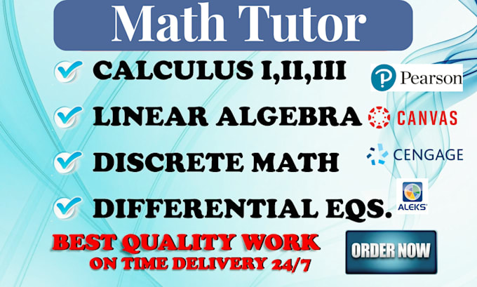 Gig Preview - Be your math tutor for calculus discrete math linear algebra statistics