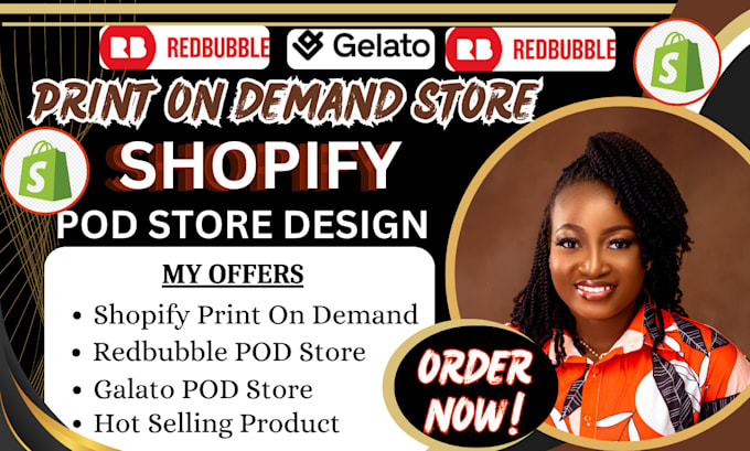 Gig Preview - Build shopify pod store, upload product design to redbubble, gelato store design