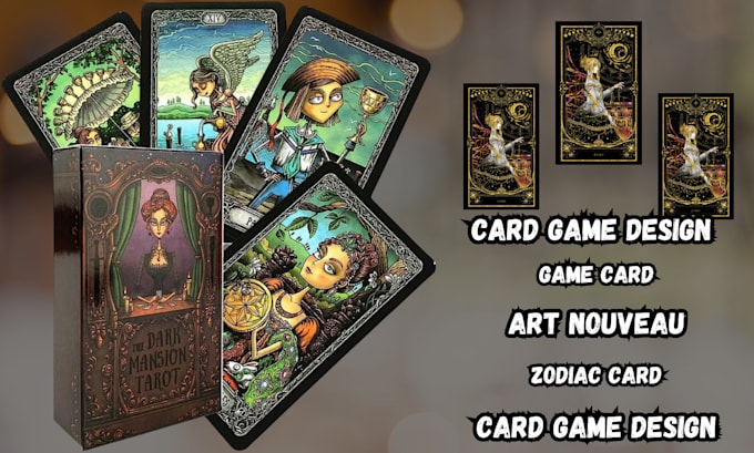 Gig Preview - Design tarot card, oracle, zodiac and game card in art nouveau style