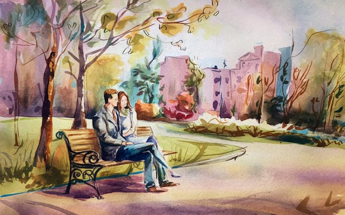 Gig Preview - Create a couple portrait watercolor painting