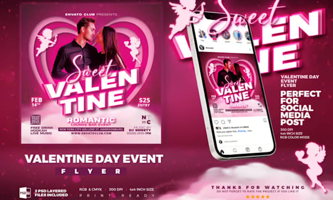 Gig Preview - Design valentines day flyer in 24 hours, love card, collage ,social media poster