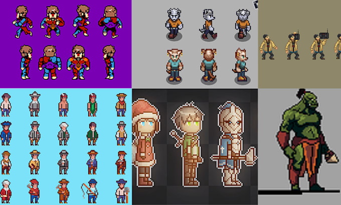 Gig Preview - Create pixel character game cartoon animation sprite art avatar portrait