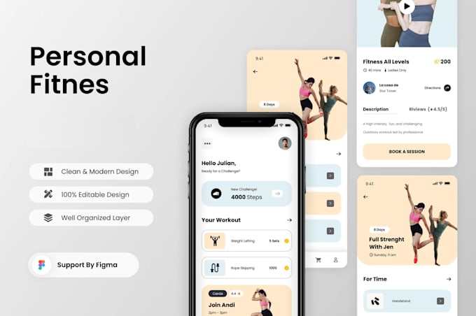 Gig Preview - Do best UI UX fitness app design in figma