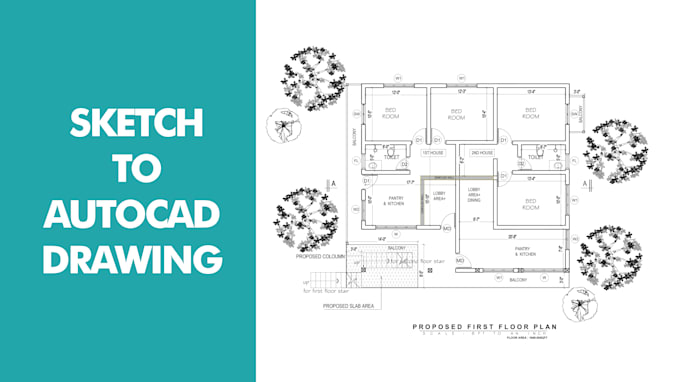 Gig Preview - Redraw autocad 2d floor plan using sketch drawing