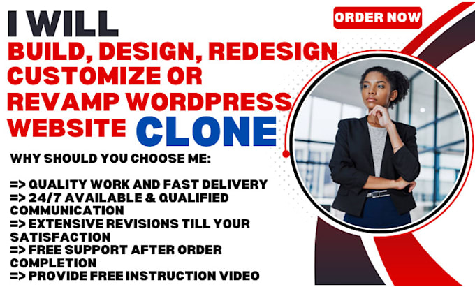 Gig Preview - Build wordpress website development, business website or wordpress blog website