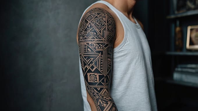 Gig Preview - Create sleeve tattoo design in geometric style