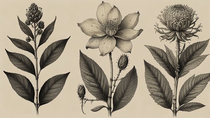 Gig Preview - Create custom botanical illustration, concept art, sketches for book