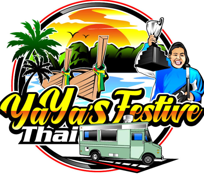 Gig Preview - Design eye catchy colorful food truck logo with satisfaction guaranteed