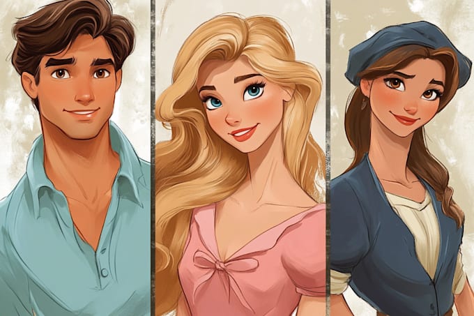 Gig Preview - Draw you a beautiful portrait in disney cartoon style