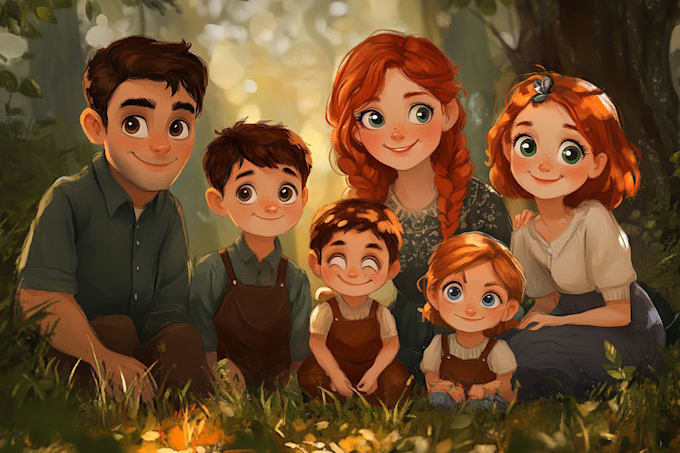 Gig Preview - Create a family portrait in my disney style