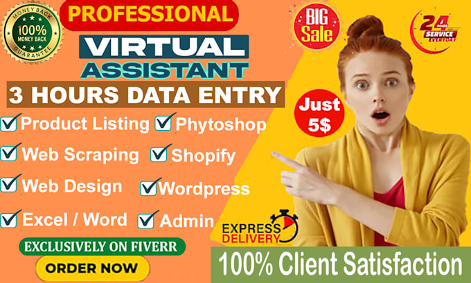 Gig Preview - Your executive and reliable personal virtual assistant for long term data entry