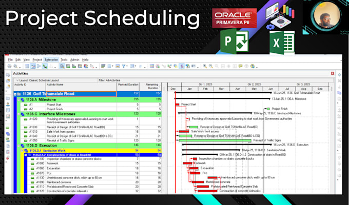 Gig Preview - Create schedule and gantt chart with ms project or primavera