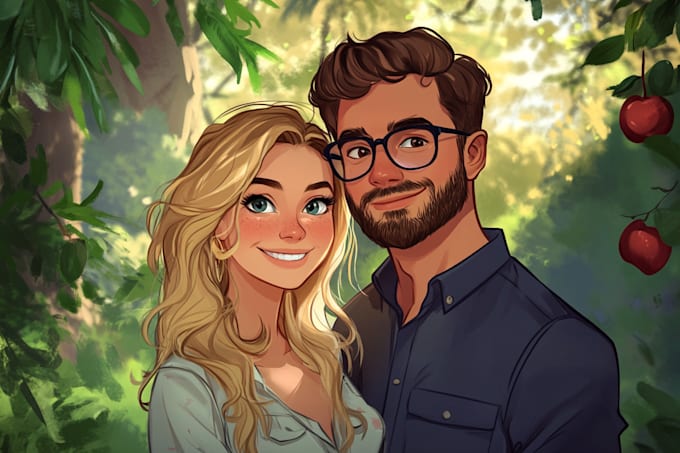 Gig Preview - Draw your couple into lovely disney cartoon portrait