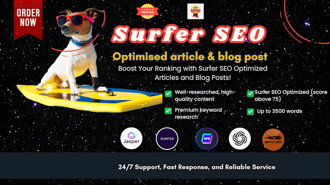 Gig Preview - Write surfer SEO optimized articles with jasper ai