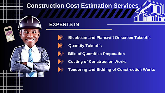 Gig Preview - Do material quantity takeoff, construction cost estimation bluebeam, planswift