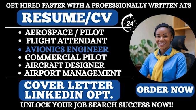 Gig Preview - Write aviation resume, aerospace engineer, aircraft airline and flight attendant