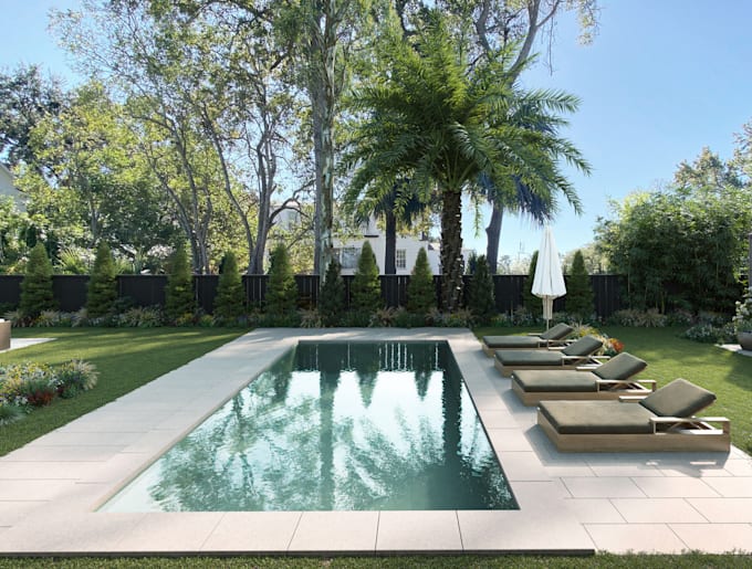 Gig Preview - Design and do realistic render of backyard, pool, landscape, exterior design