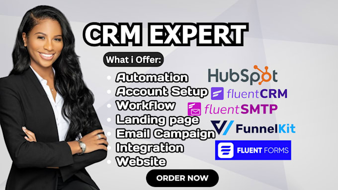 Gig Preview - Setup fluent crm funnelkit workflow fluent form hubspot flodesk email automation