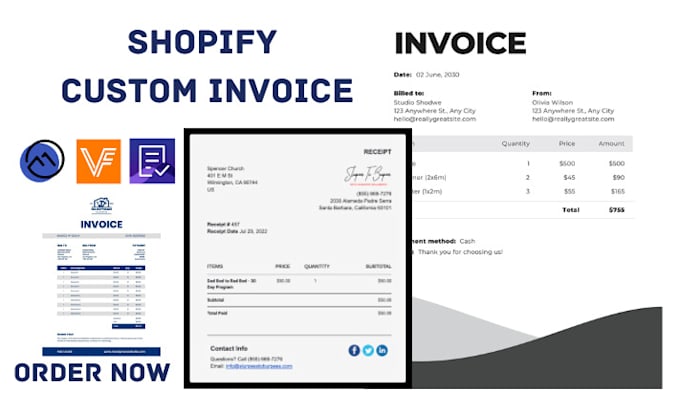 Gig Preview - Create shopify custom invoice pdf invoice hero order printer pro vify