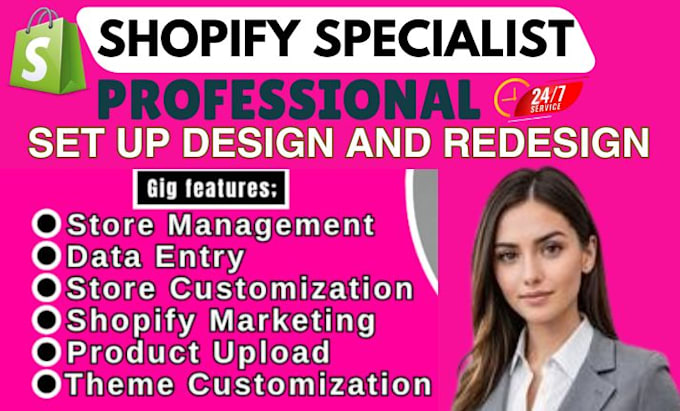 Gig Preview - Do shopify store design shopify website design and redesign for 9figures set up