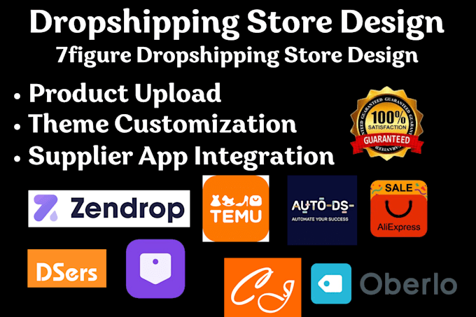 Gig Preview - Build automated 7figure shopify dropshipping website store design via temu doba